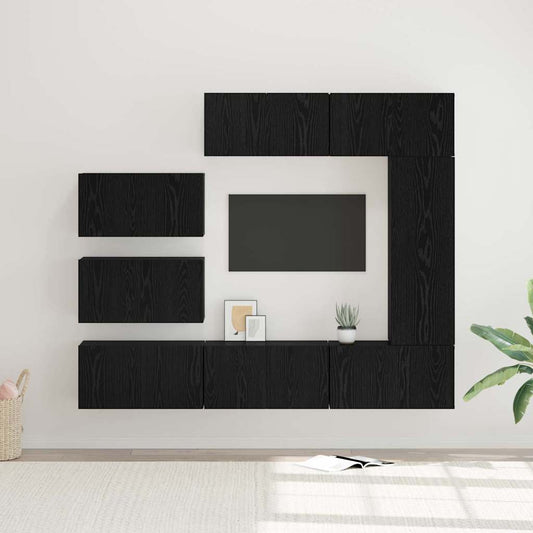 TV-Möbel-Set 8 pcs Schwarz Eichen-Optik 30,5 x 30 x 90 cm