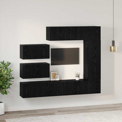 TV-Schrankset 8 stk. Schwarz Eichen-Optik Holzwerkstoff