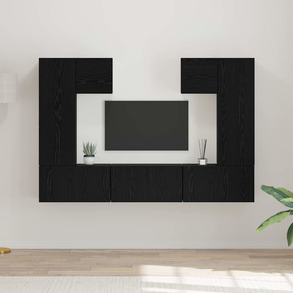 TV-Schrankset 7 stk. Schwarz Eichen-Optik Holzwerkstoff