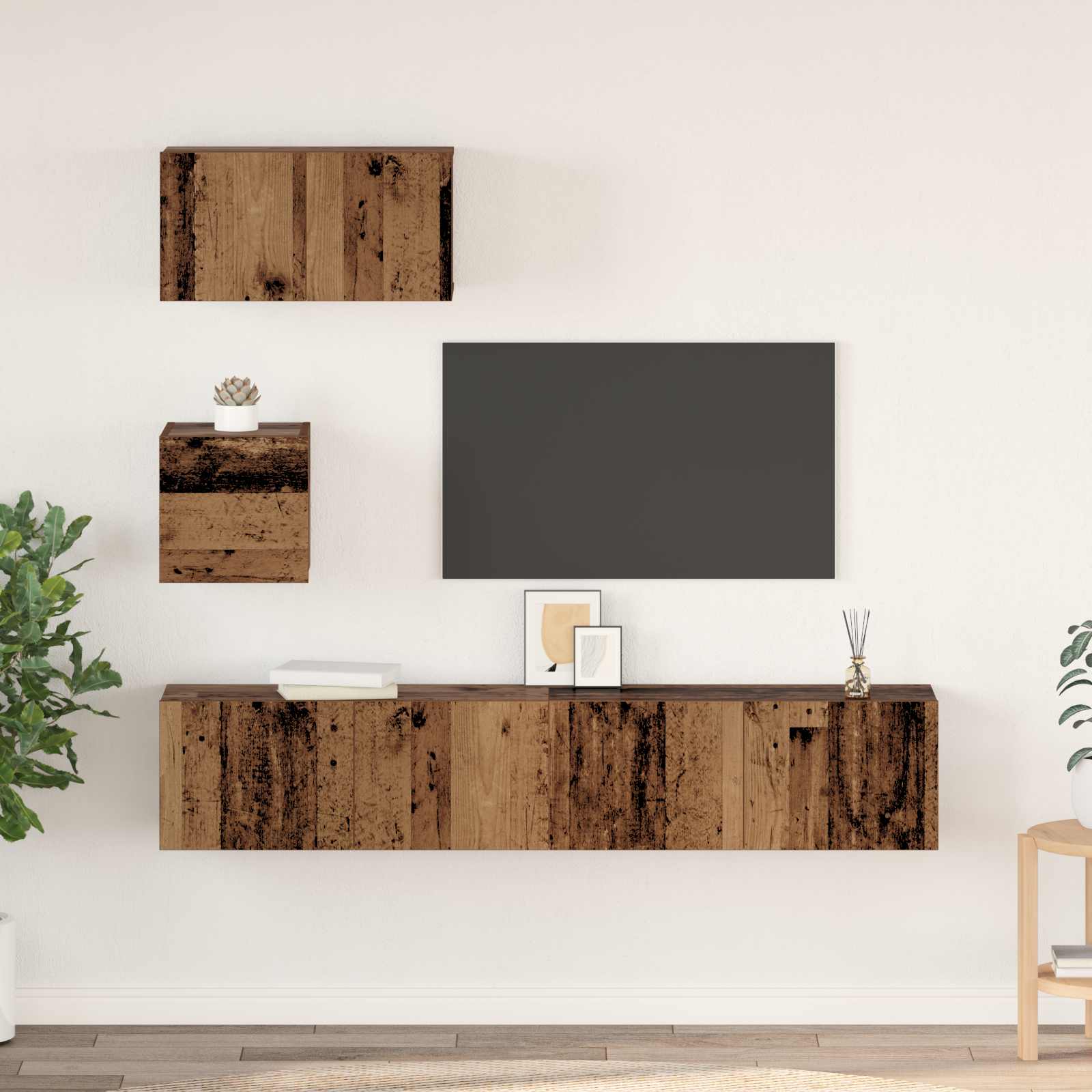 TV-Schrankset Wandmontiert 3 pcs Altholz Holzwerkstoff