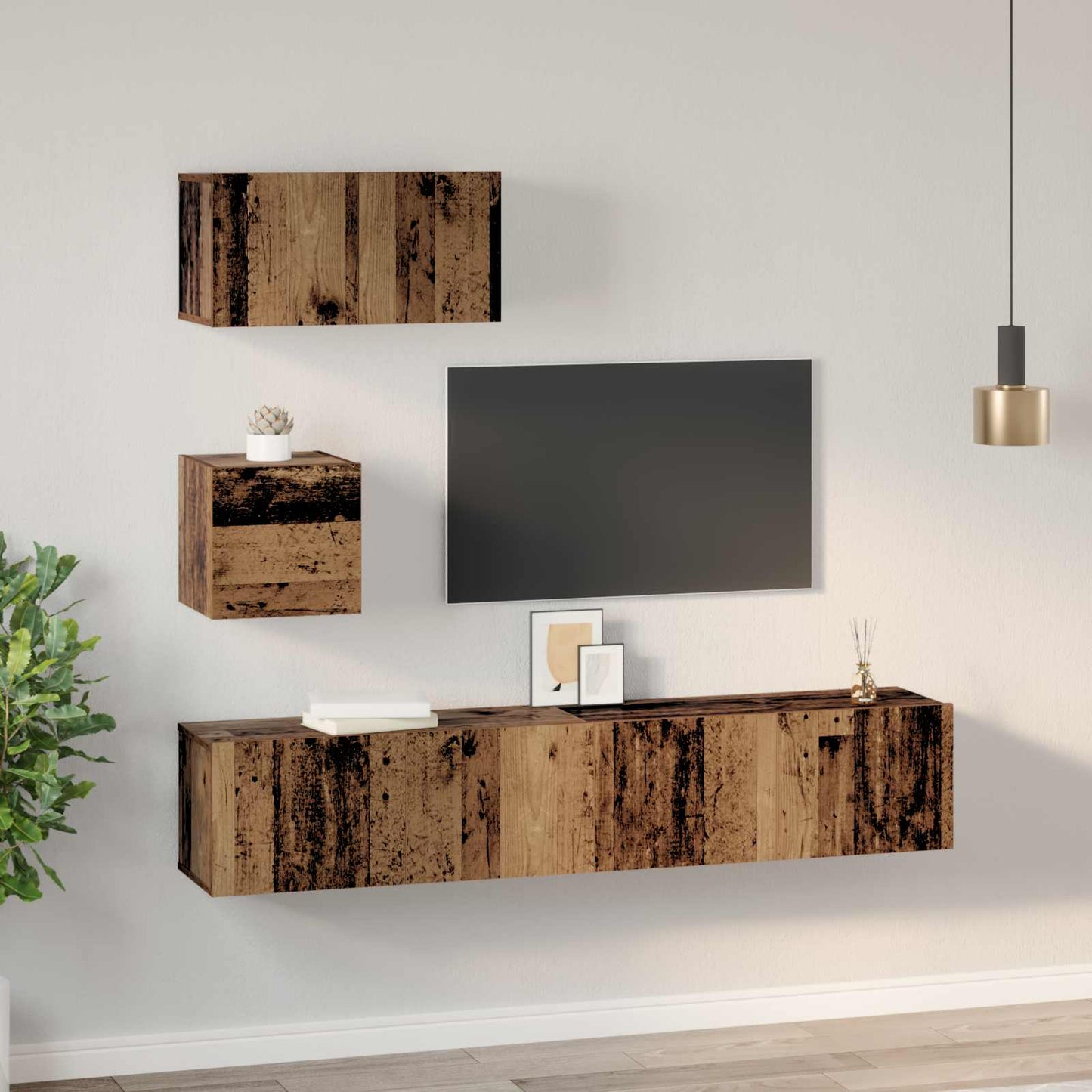 TV-Schrankset Wandmontiert 3 pcs Altholz Holzwerkstoff