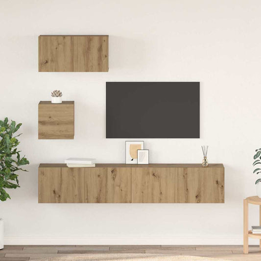 TV-Schrank-Set Wandmontiert 4 pcs Artisan-Eiche 80 x 30 x 30 cm