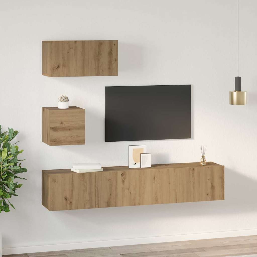 TV-Schrank-Set Wandmontiert 4 pcs Artisan-Eiche 80 x 30 x 30 cm