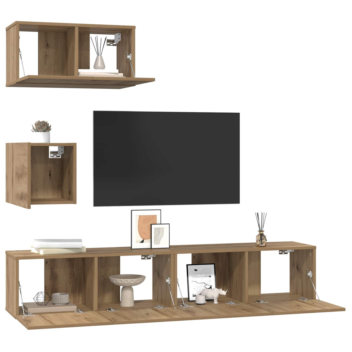 TV-Schrankset 3 stk. Artisan-Eiche Holzwerkstoff