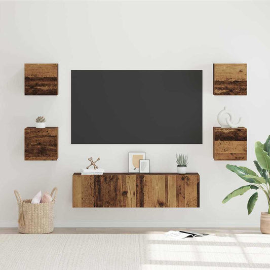 TV-Schrank-Set 6 pcs Altholz Mittel 120 x 30 x 30 cm
