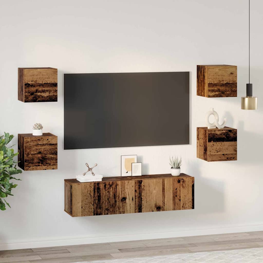 TV-Schrank-Set 6 pcs Altholz Mittel 120 x 30 x 30 cm