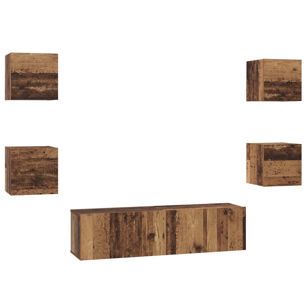 TV-Schrank-Set 6 pcs Altholz Mittel 120 x 30 x 30 cm