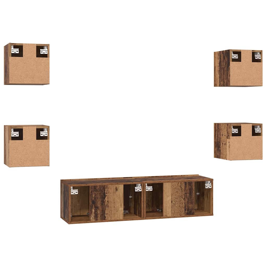 TV-Schrank-Set 6 pcs Altholz Mittel 120 x 30 x 30 cm