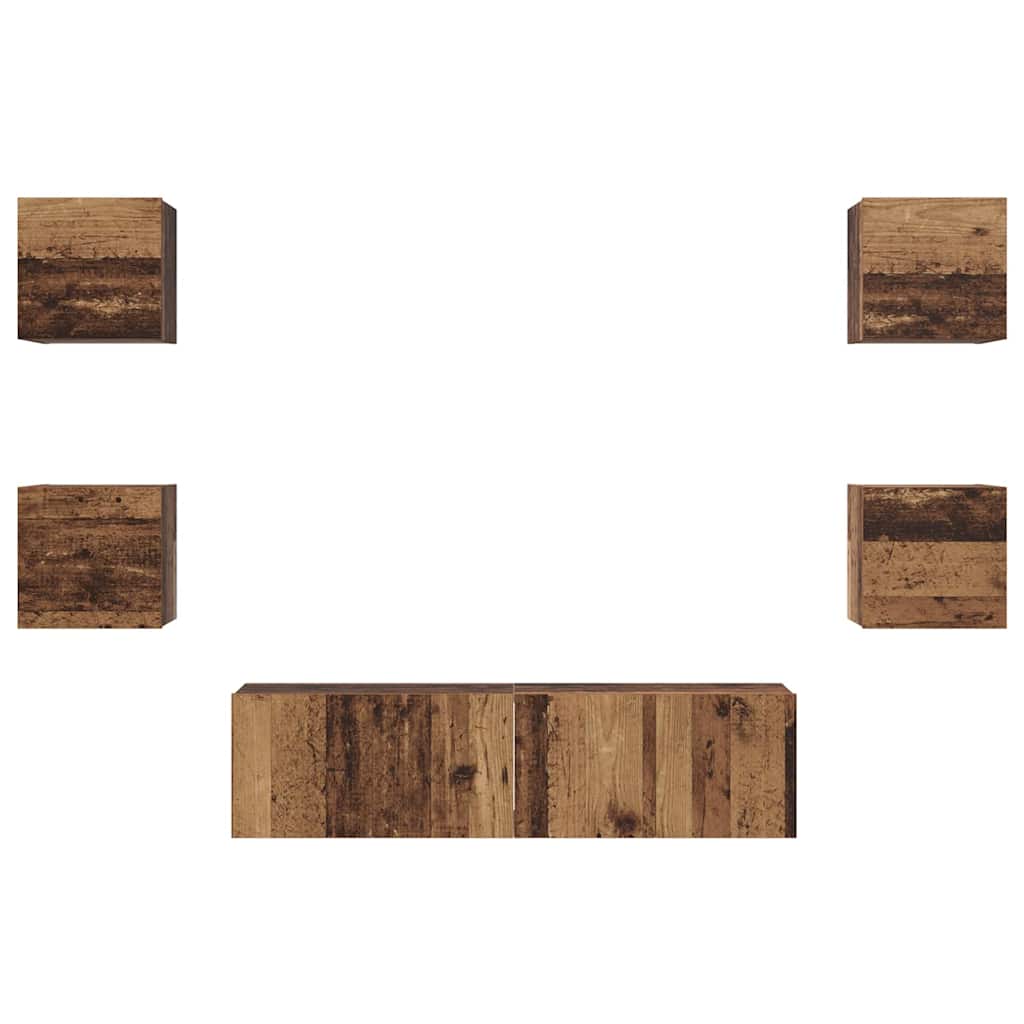 TV-Schrank-Set 6 pcs Altholz Mittel 120 x 30 x 30 cm