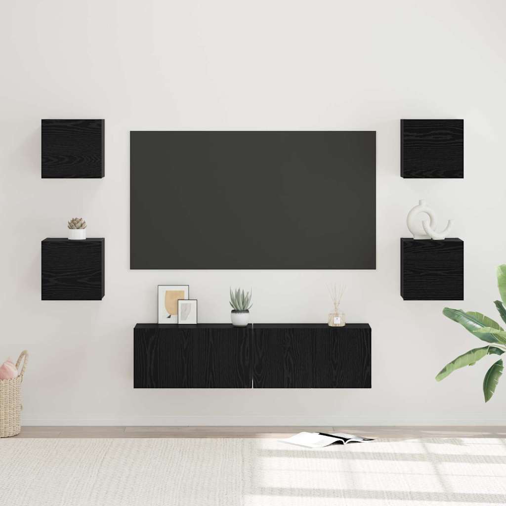 TV-Schrankset 6 stk. Schwarz Eichen-Optik Holzwerkstoff