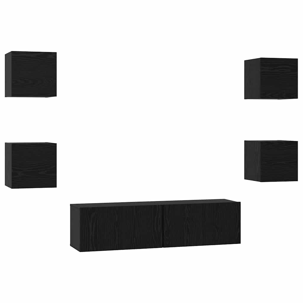 TV-Schrankset 6 stk. Schwarz Eichen-Optik Holzwerkstoff