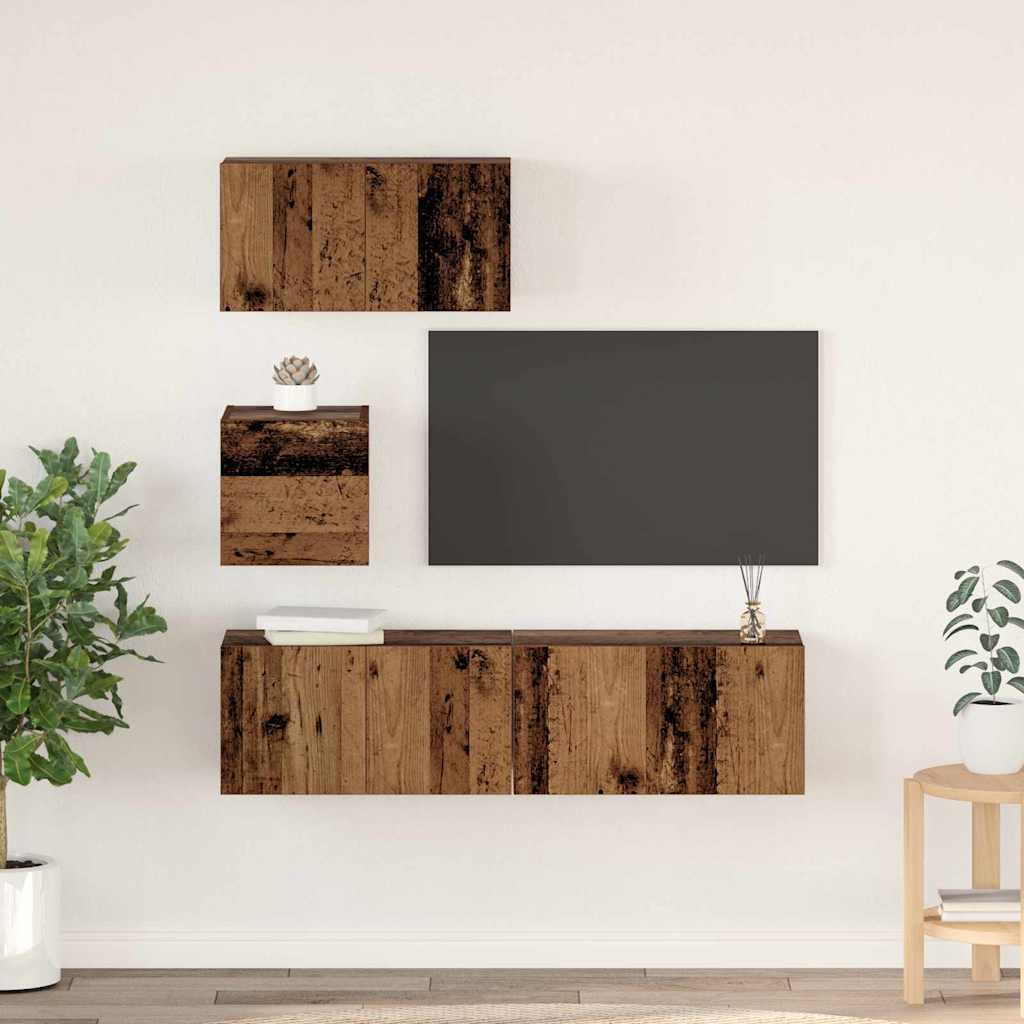 TV-Schrankset 4 stk. Altholz Holzwerkstoff