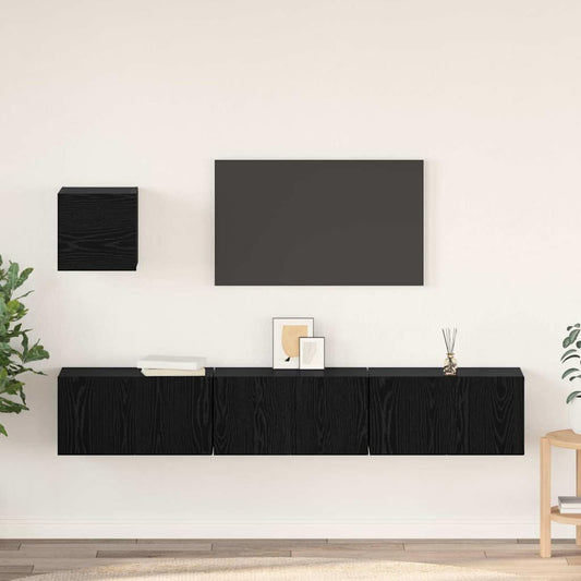TV-Möbel-Set 4 pcs Schwarz Eichen-Optik 60 x 30 x 30 cm