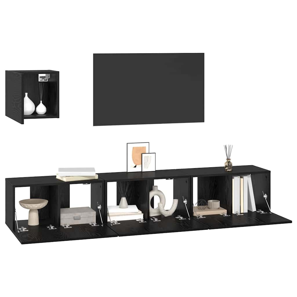 TV-Möbel-Set 4 pcs Schwarz Eichen-Optik 60 x 30 x 30 cm