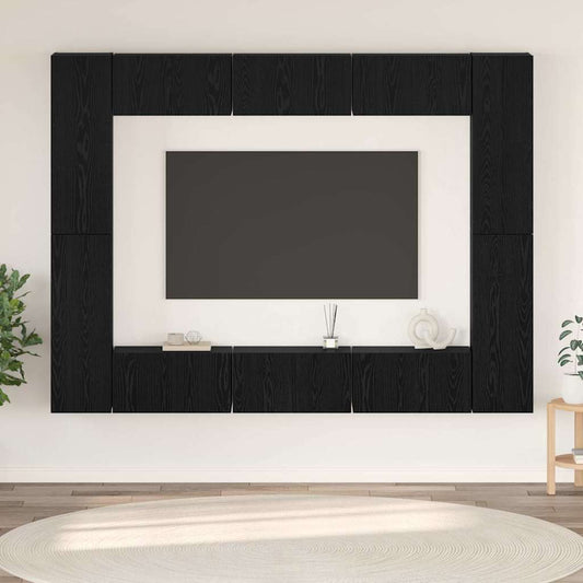 TV-Schrank-Set Wandmontiert 10 pcs Schwarz Eichen-Optik