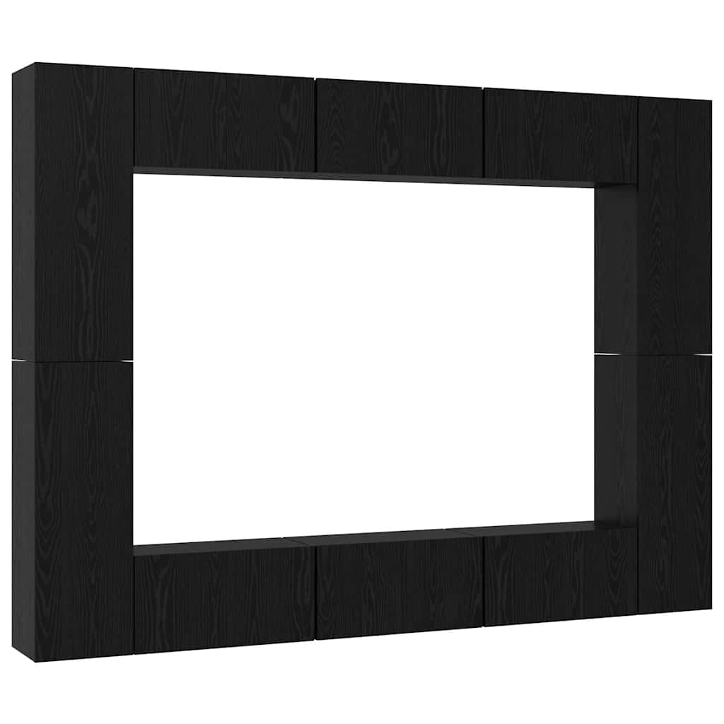 TV-Schrank-Set Wandmontiert 10 pcs Schwarz Eichen-Optik