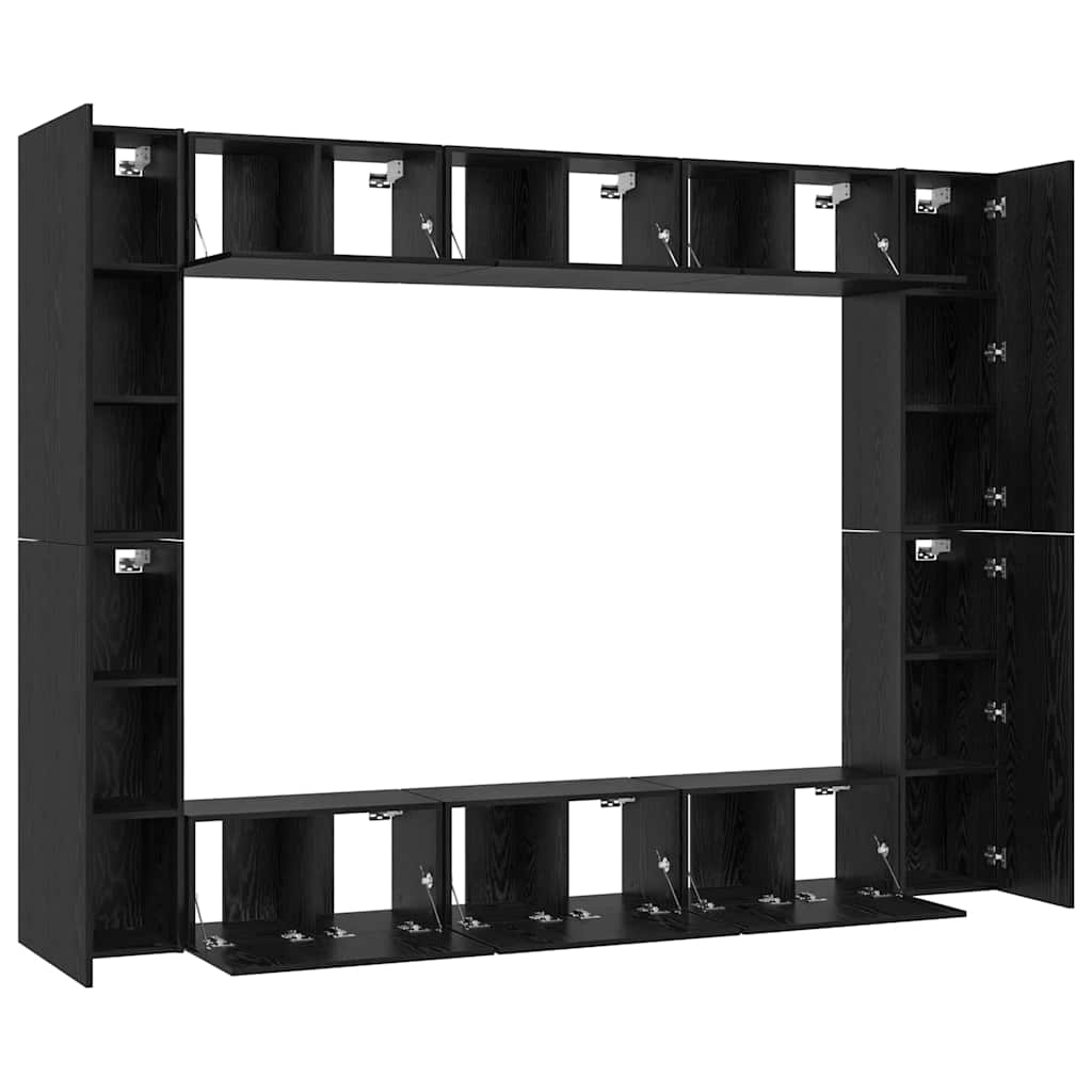 TV-Schrank-Set Wandmontiert 10 pcs Schwarz Eichen-Optik