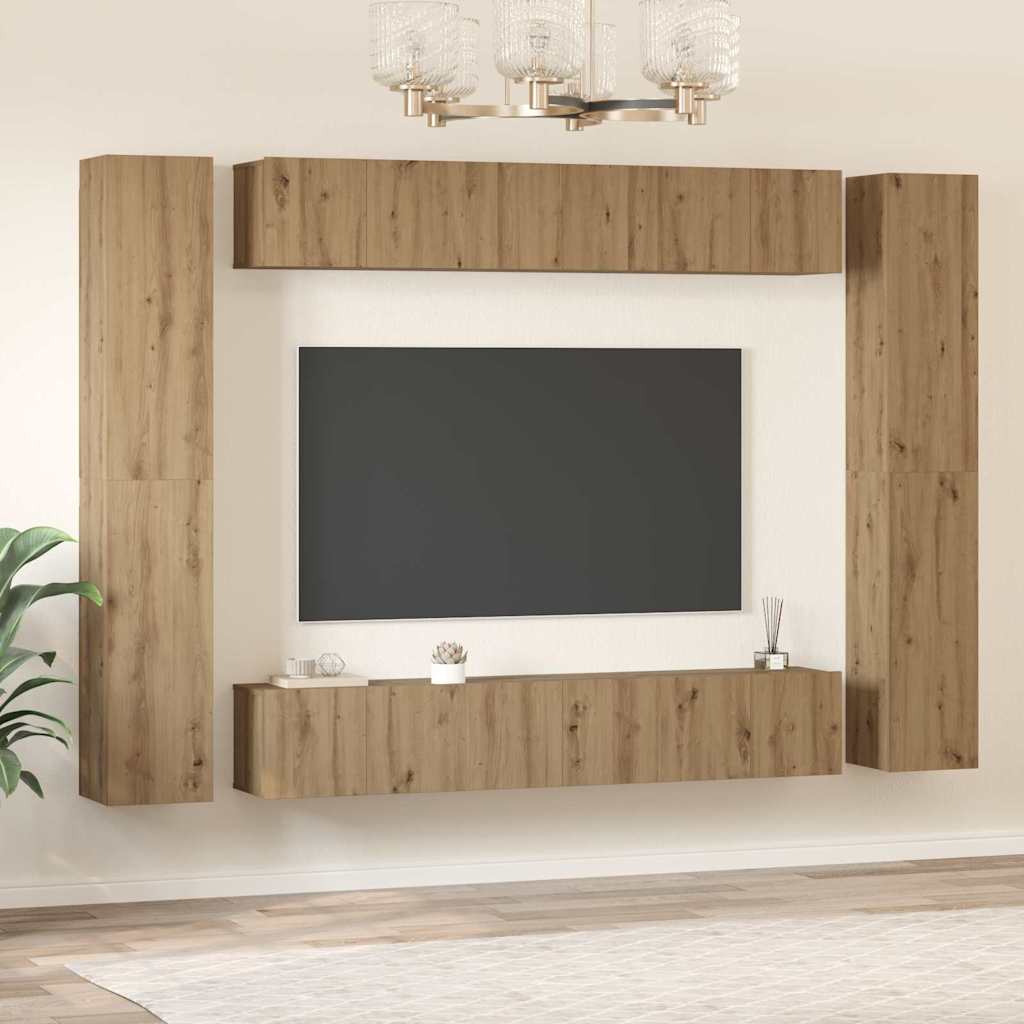 TV-Schrank-Set 10 pcs Artisan-Eiche 30,5 x 30 x 90 cm