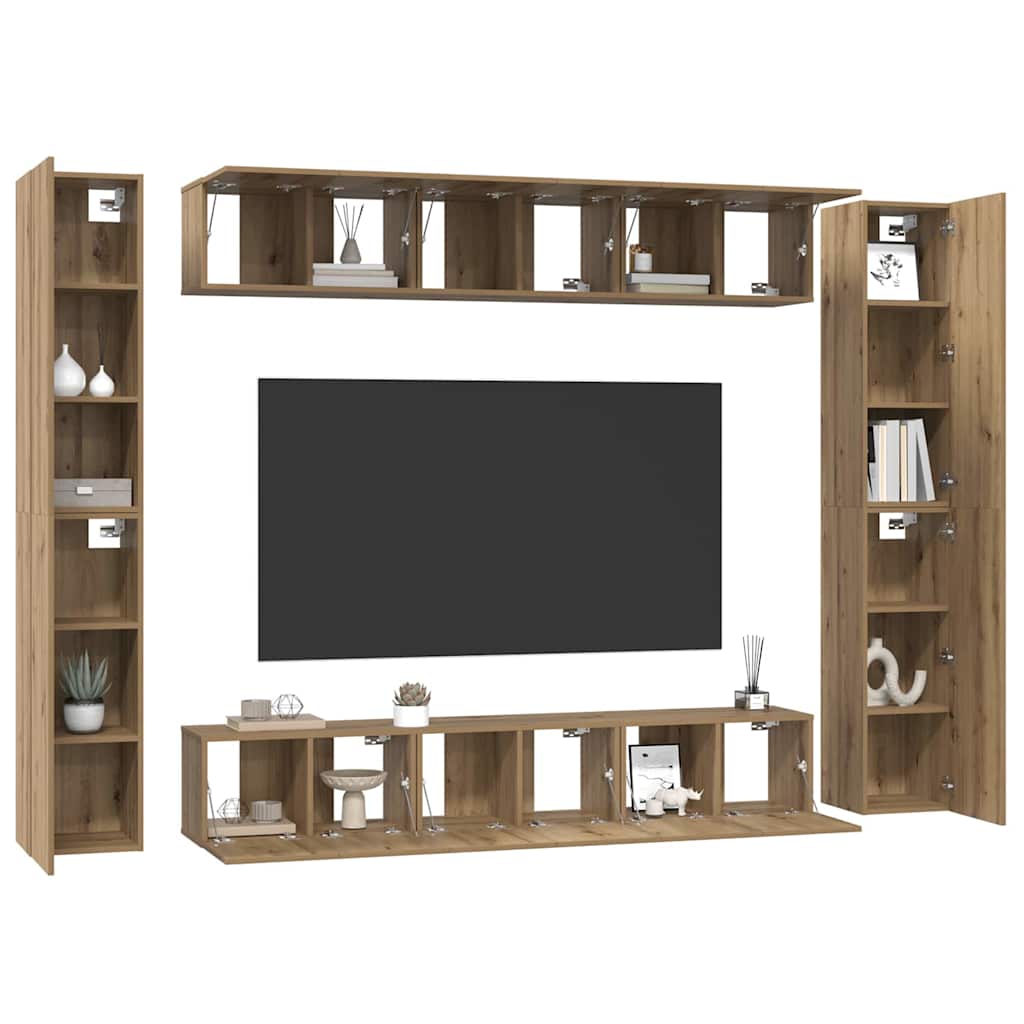 TV-Schrank-Set 10 pcs Artisan-Eiche 30,5 x 30 x 90 cm