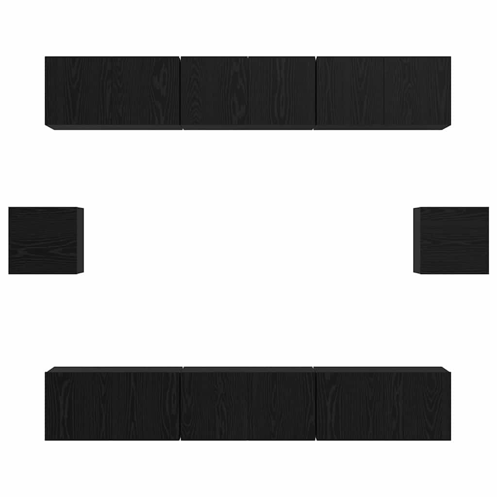 TV-Schrankset 8 stk. Schwarz Eichen-Optik Holzwerkstoff