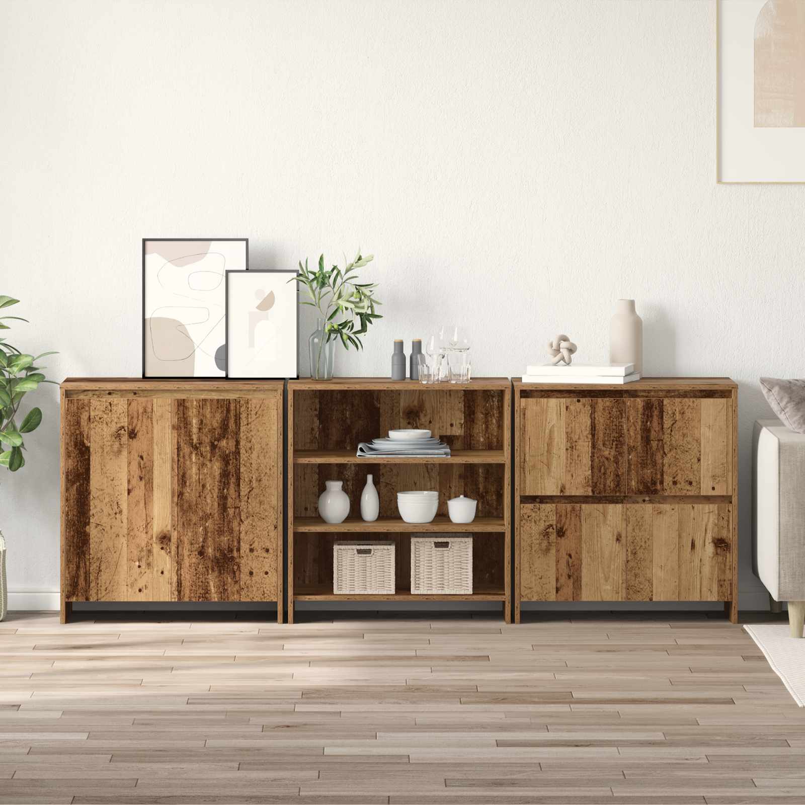 Sideboard 3 pcs Altholz 70 x 41 x 75 cm Holzwerkstoff