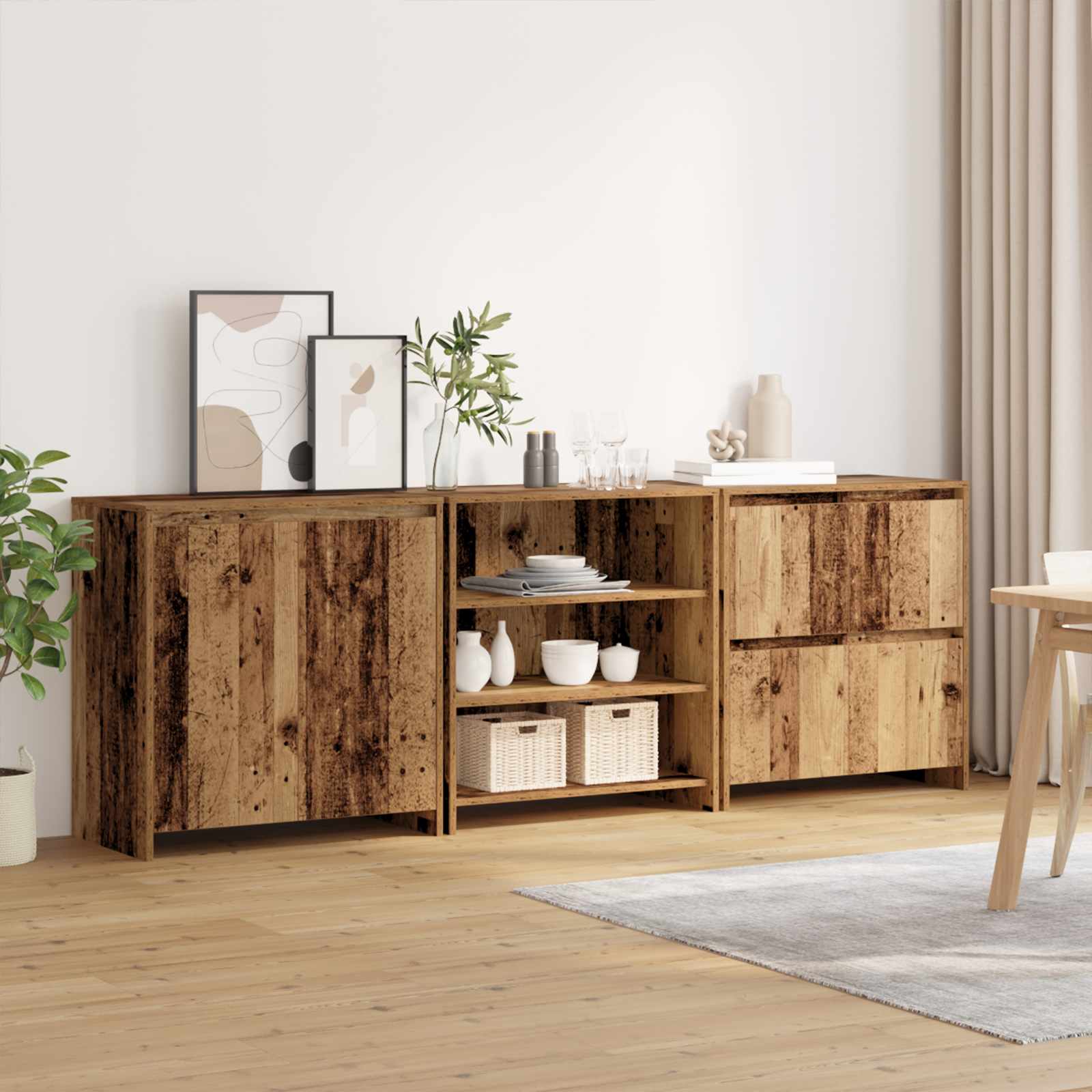 Sideboard 3 pcs Altholz 70 x 41 x 75 cm Holzwerkstoff