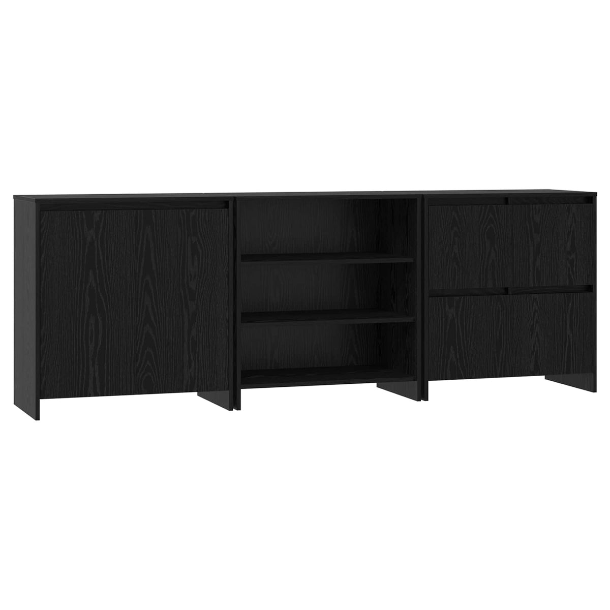 Sideboard 3 stk. Schwarz Eichen-Optik 70 x 41 x 75 cm