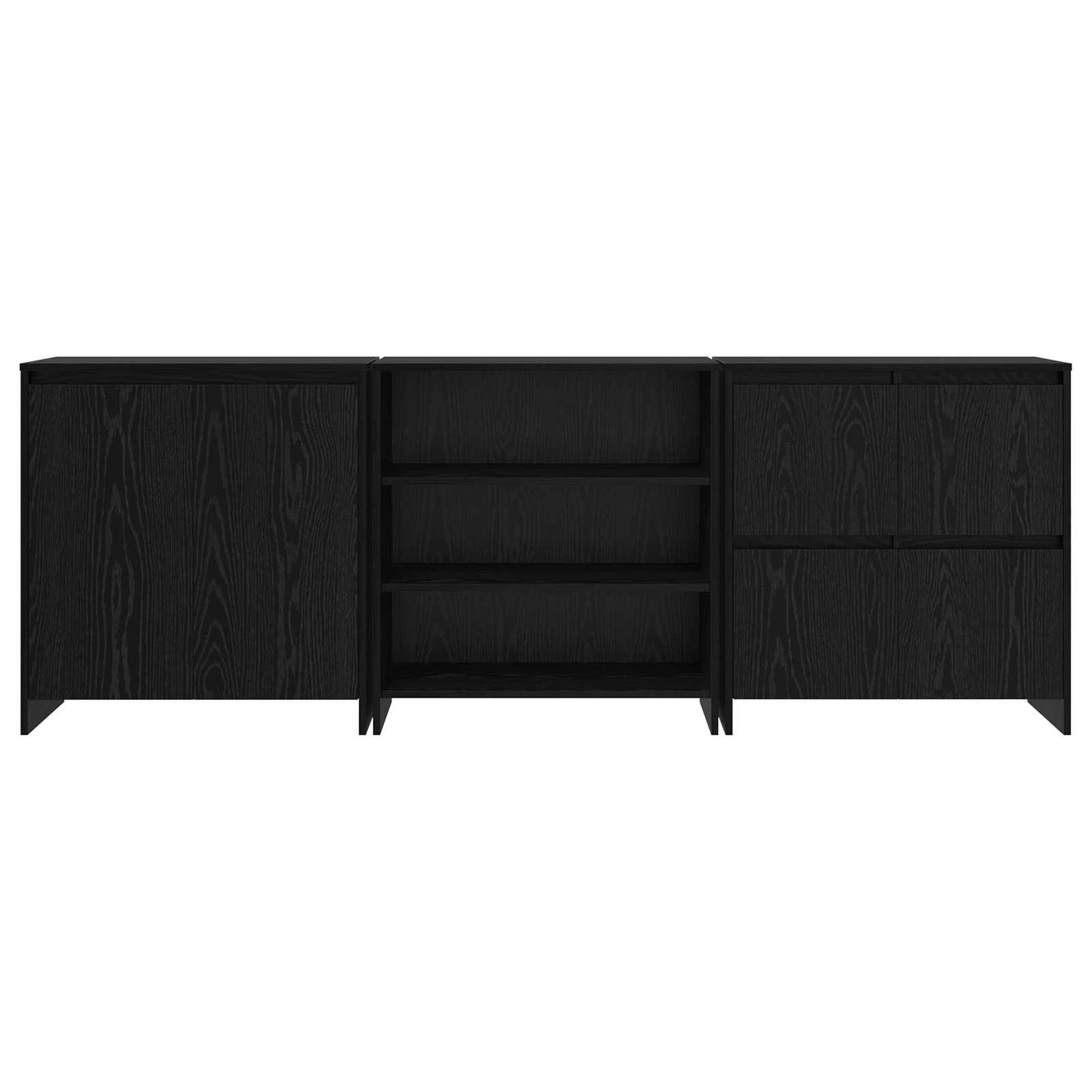 Sideboard 3 pcs Schwarz Eichen-Optik 70 x 41 x 75 cm