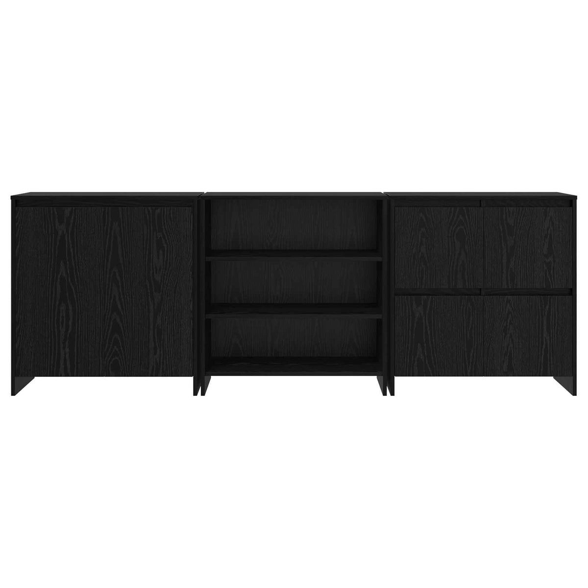Sideboard 3 stk. Schwarz Eichen-Optik 70 x 41 x 75 cm