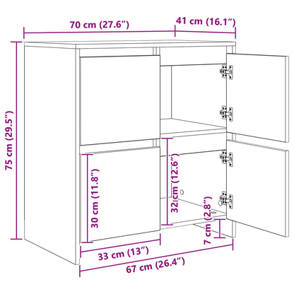 Sideboard 3 stk. Artisan-Eiche 70 x 41 x 75 cm Holzwerkstoff
