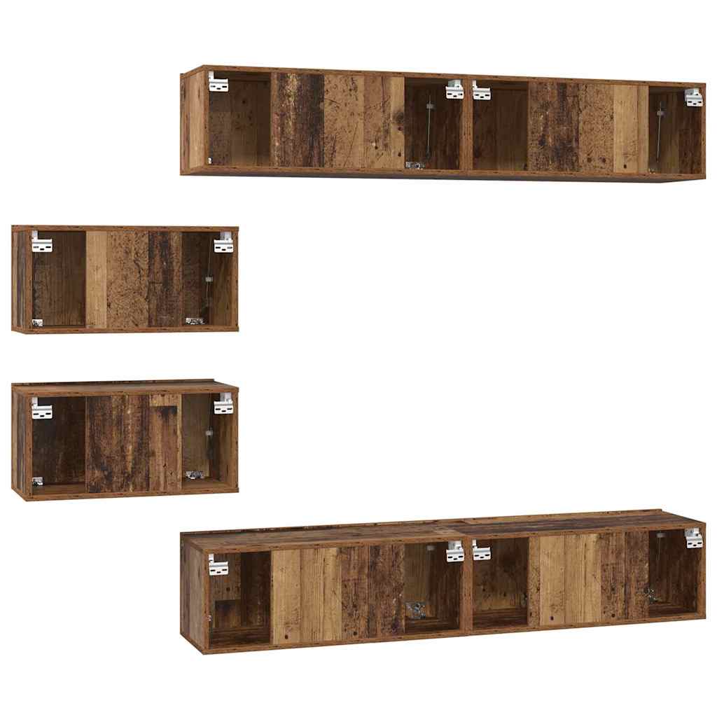 TV-Schrank Set 6 pcs Altholz Mittelgroß Holzwerkstoff