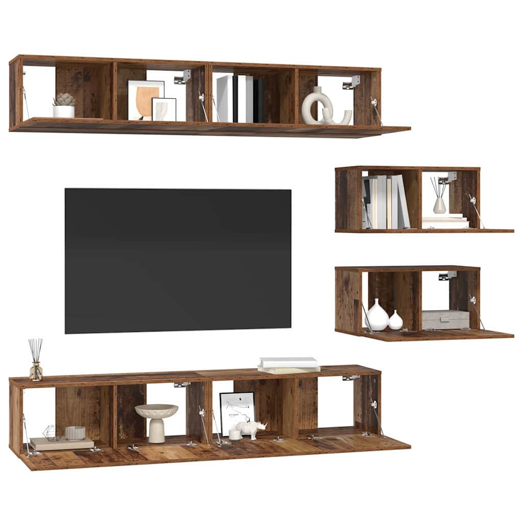 TV-Schrank Set 6 pcs Altholz Mittelgroß Holzwerkstoff