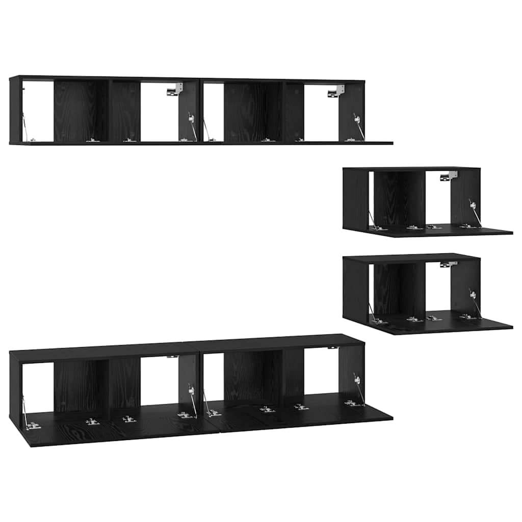 TV-Schrank-Set 6 pcs Schwarz Eichen-Optik 80 x 30 x 30,5 cm S