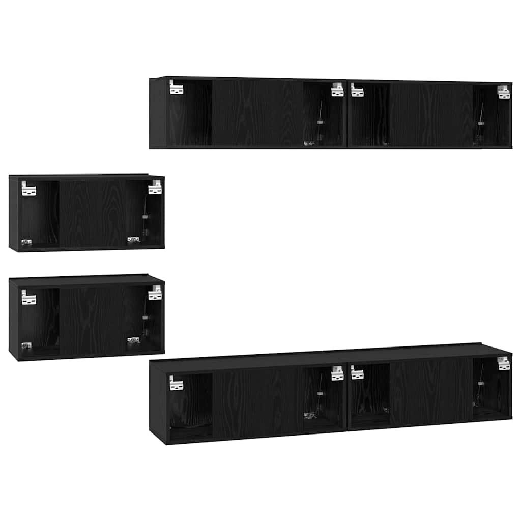TV-Schrank-Set 6 pcs Schwarz Eichen-Optik 80 x 30 x 30,5 cm S