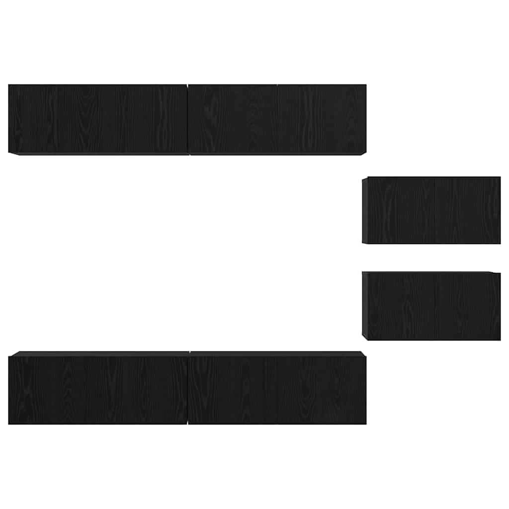 TV-Schrank-Set 6 pcs Schwarz Eichen-Optik 80 x 30 x 30,5 cm S