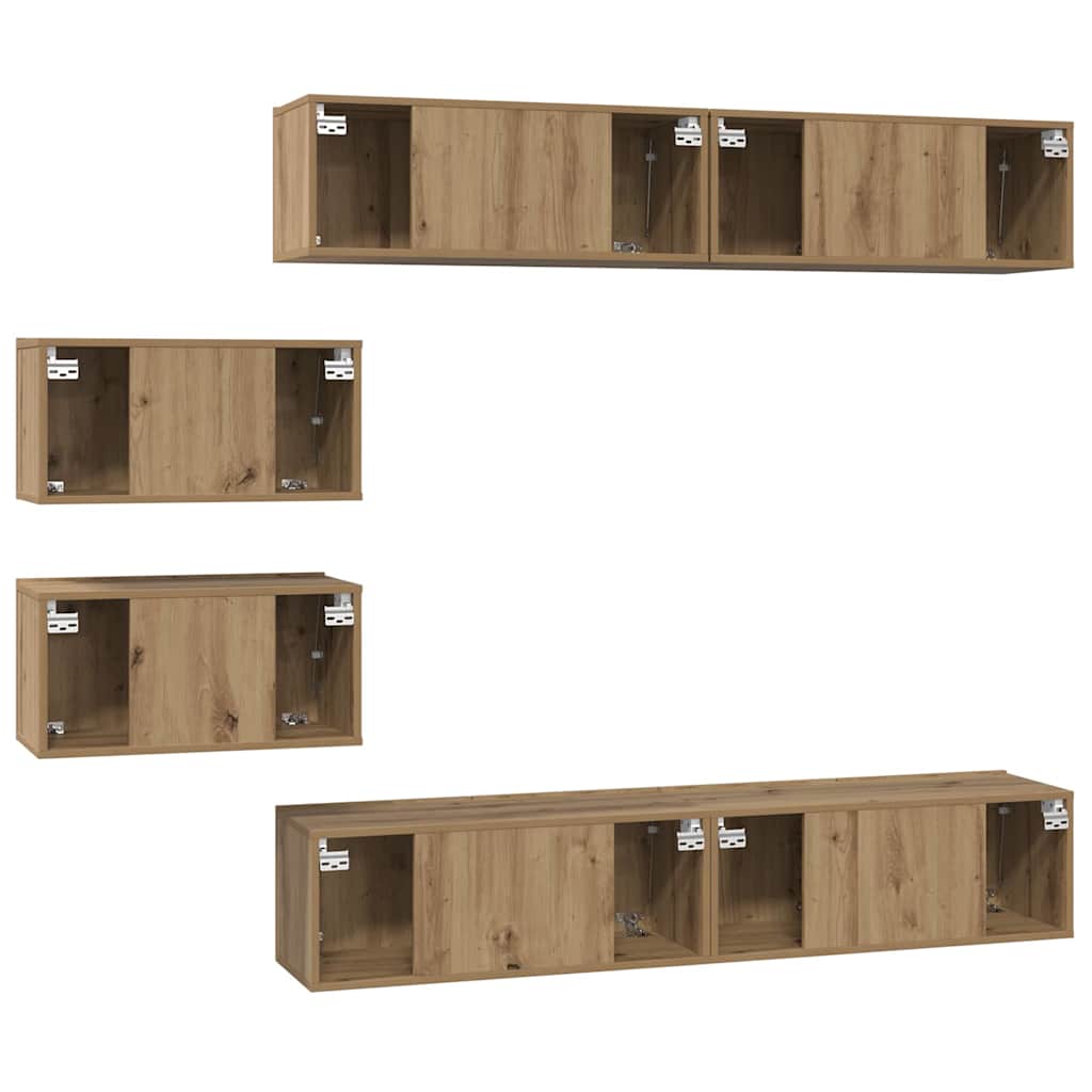 TV-Schrank Set 6 pcs Artisan-Eiche 80 x 30 x 30 cm Mittel