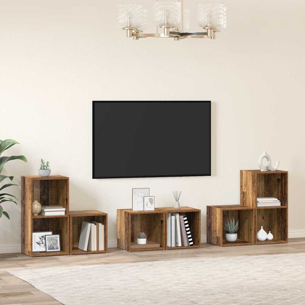TV-Schrankset Wandmontiert 6 pcs Altholz Holzwerkstoff