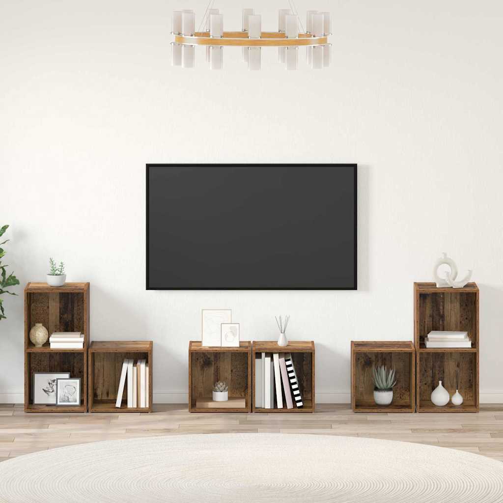 TV-Schrankset Wandmontiert 6 pcs Altholz Holzwerkstoff