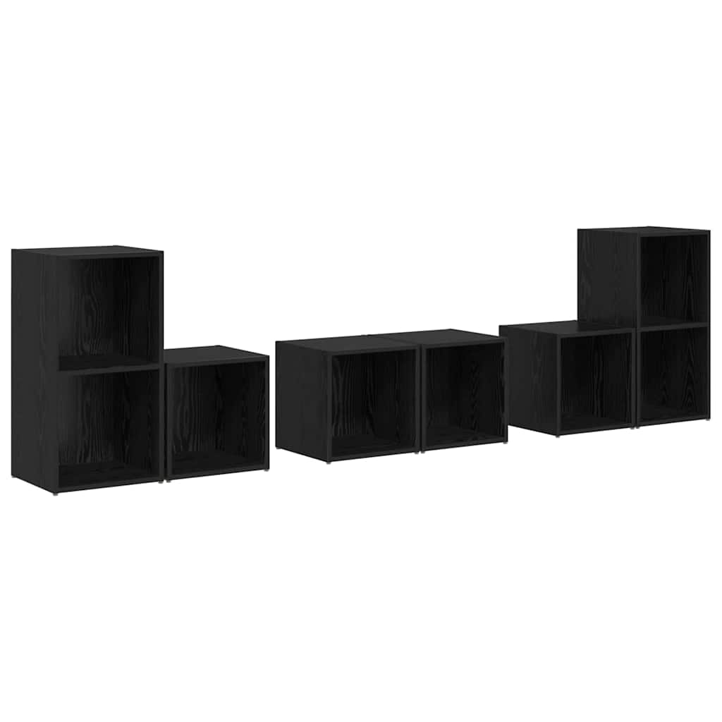 TV-Schrank Set 6 pcs Schwarz Eichen-Optik 37 x 35 x 72 cm