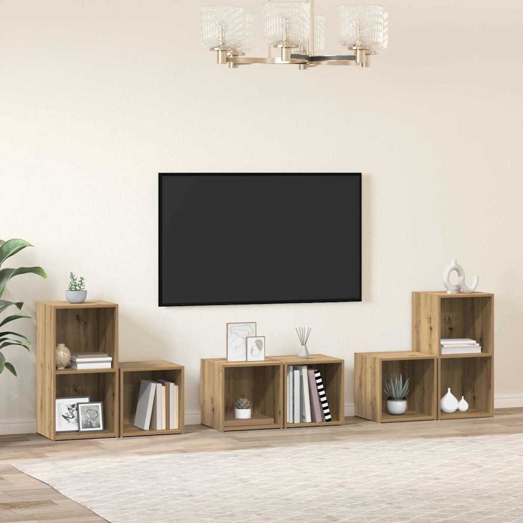 TV-Schrankset 6 pcs Artisan-Eiche Holzwerkstoff