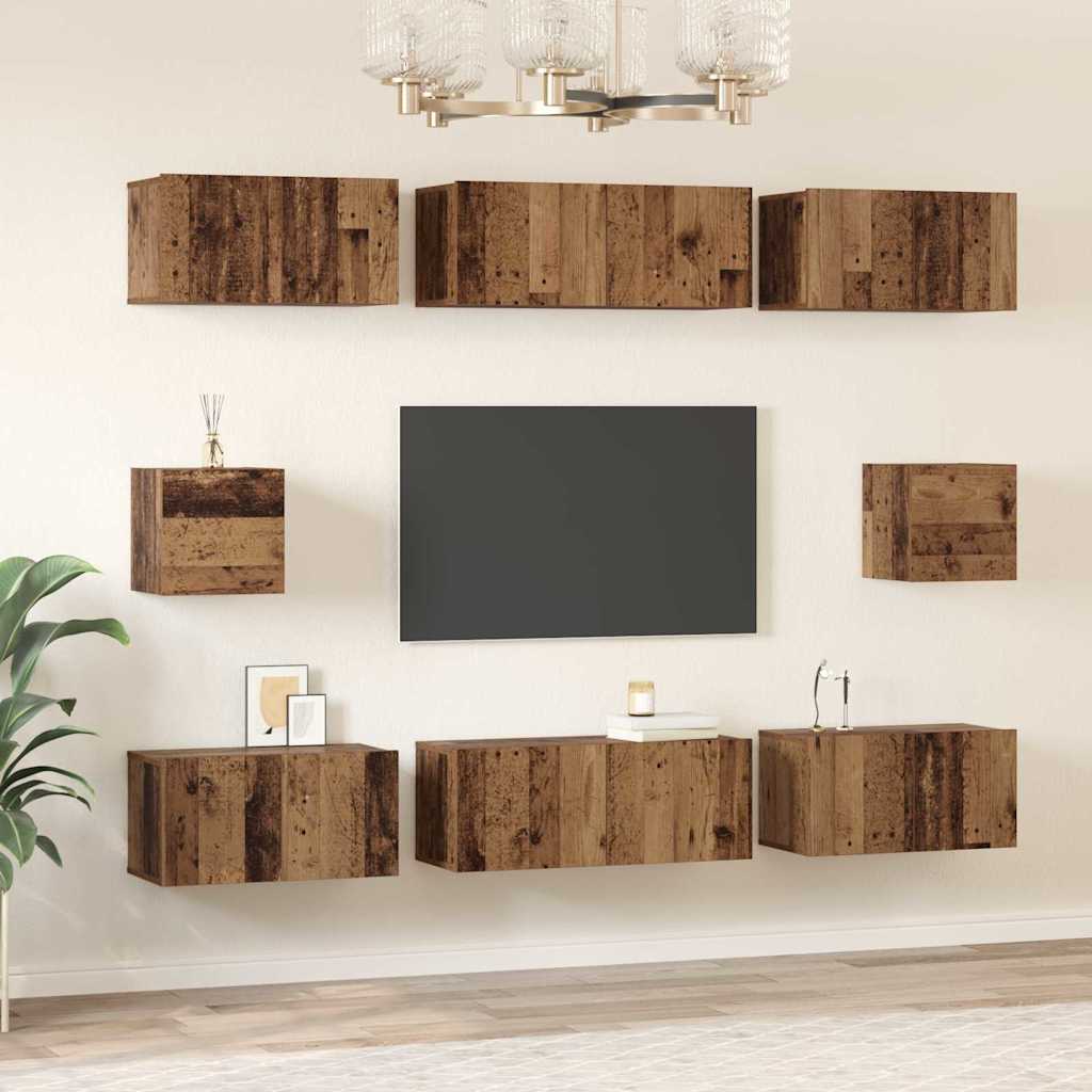 TV-Schrank Set Wandmontiert Altholz Holzwerkstoff