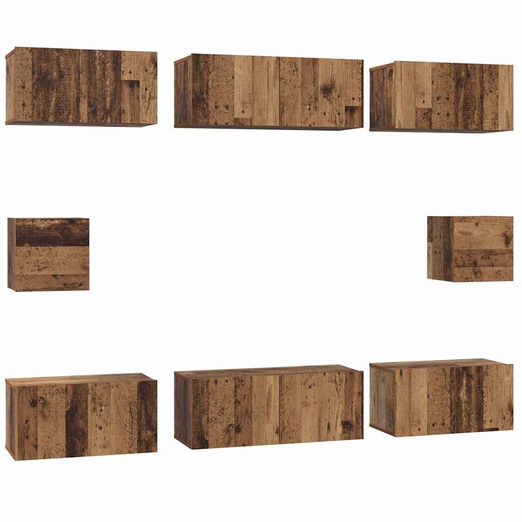 TV-Schrank Set Wandmontiert Altholz Holzwerkstoff
