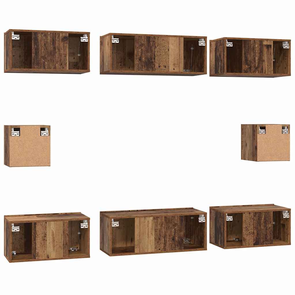 TV-Schrank Set Wandmontiert Altholz Holzwerkstoff