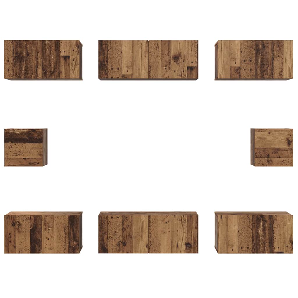 TV-Schrank Set Wandmontiert Altholz Holzwerkstoff