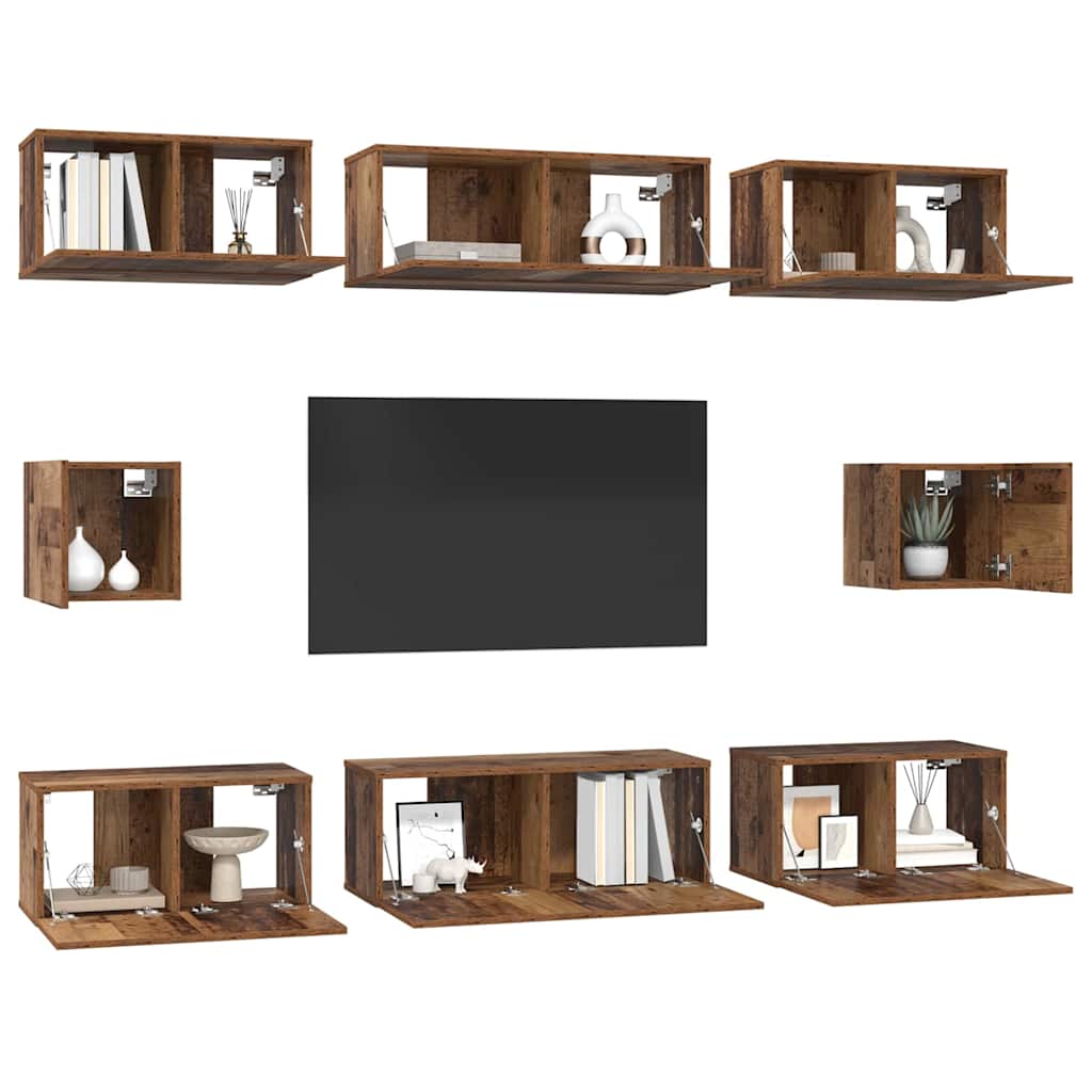 TV-Schrank Set Wandmontiert Altholz Holzwerkstoff