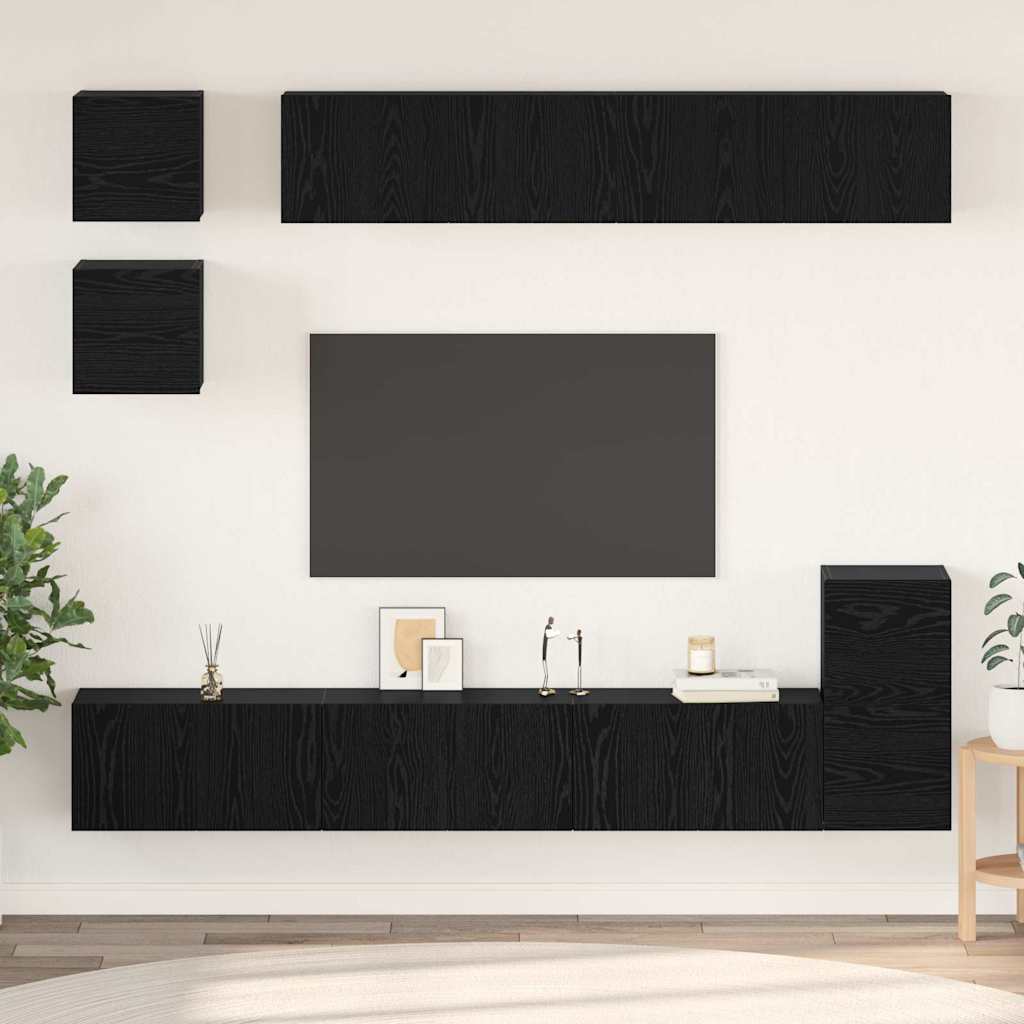 TV-Schrankset 8 stk. Schwarz Eichen-Optik Holzwerkstoff