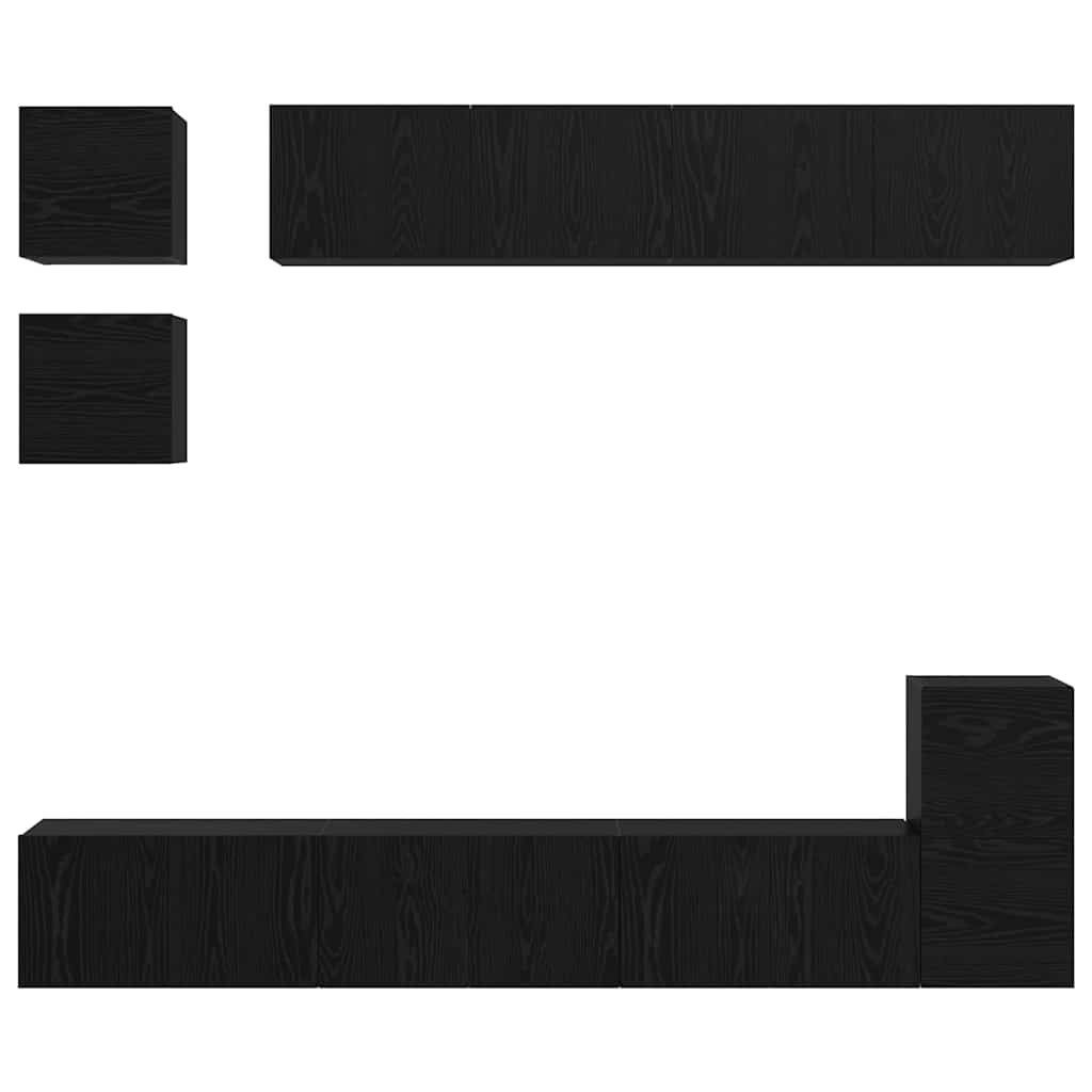 TV-Schrankset 8 stk. Schwarz Eichen-Optik Holzwerkstoff