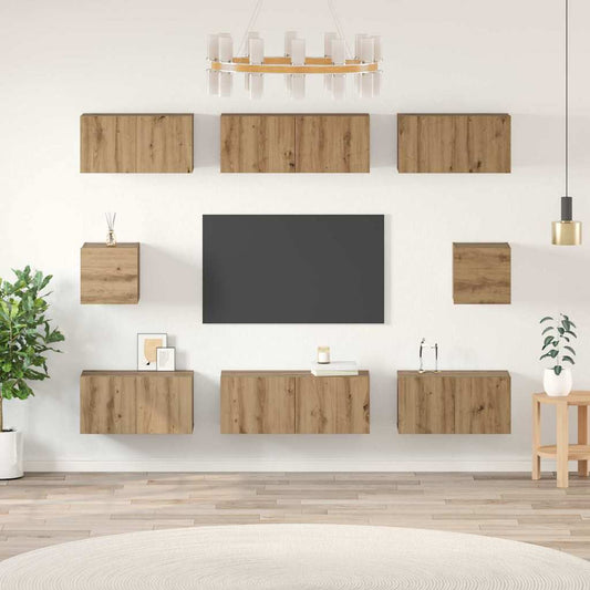 TV-Schrank Set Wandmontiert Artisan-Eiche Holzwerkstoff
