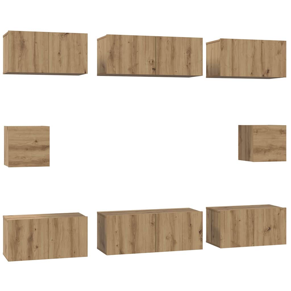 TV-Schrank Set Wandmontiert Artisan-Eiche Holzwerkstoff