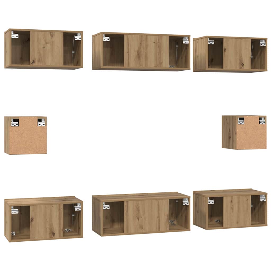 TV-Schrank Set Wandmontiert Artisan-Eiche Holzwerkstoff